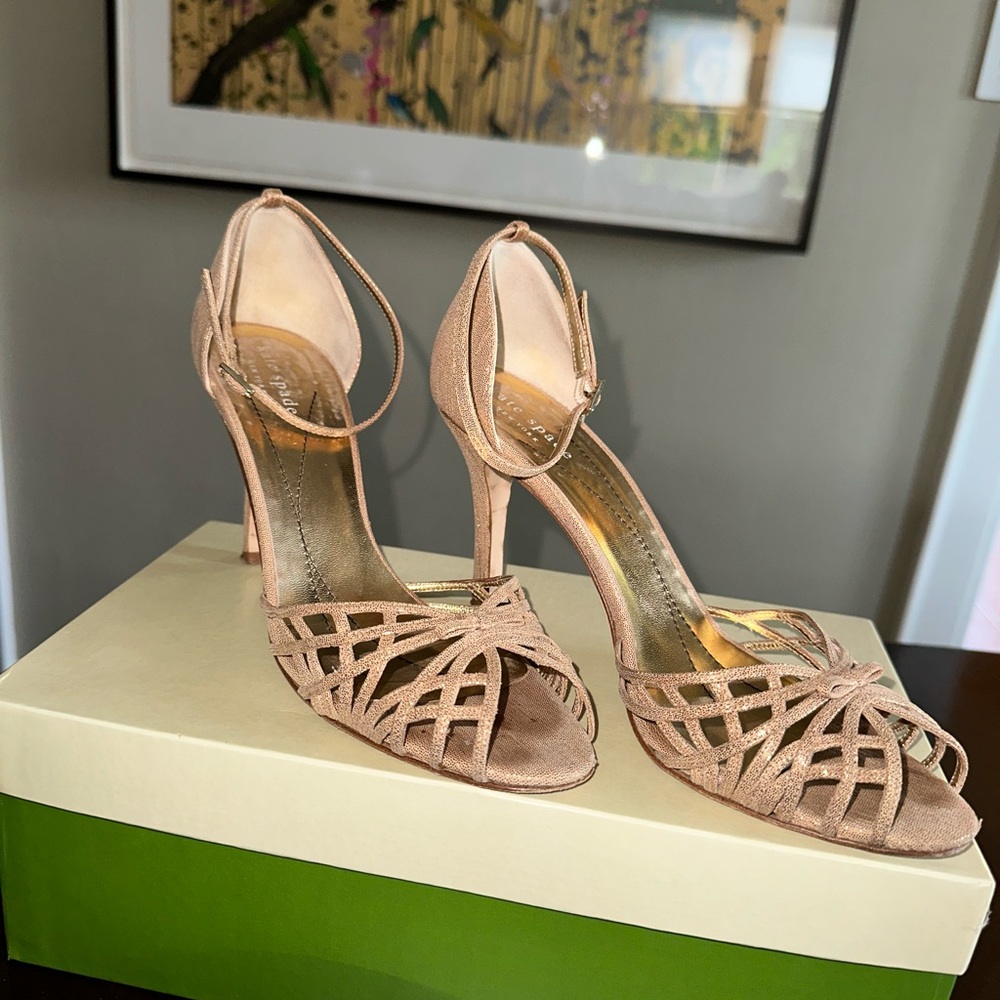 Gorgeous Kate Spade Grammercy Ankle Strap Heels Rose Gold Sandals